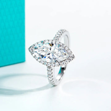 3 CT Marquise Cut Moissanite Halo Engagement Ring