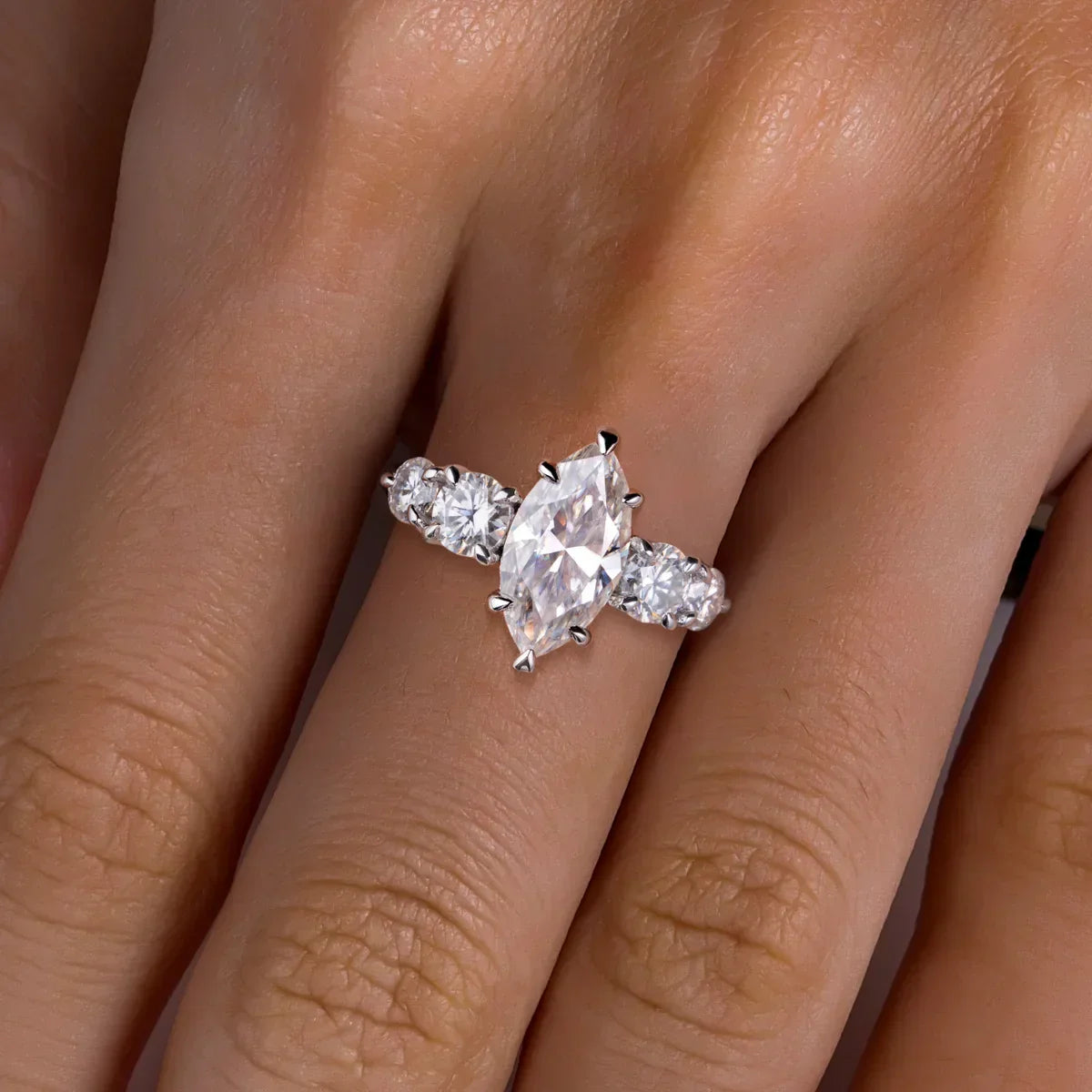 3 Carat Marquise Cut Moissanite Engagement Ring