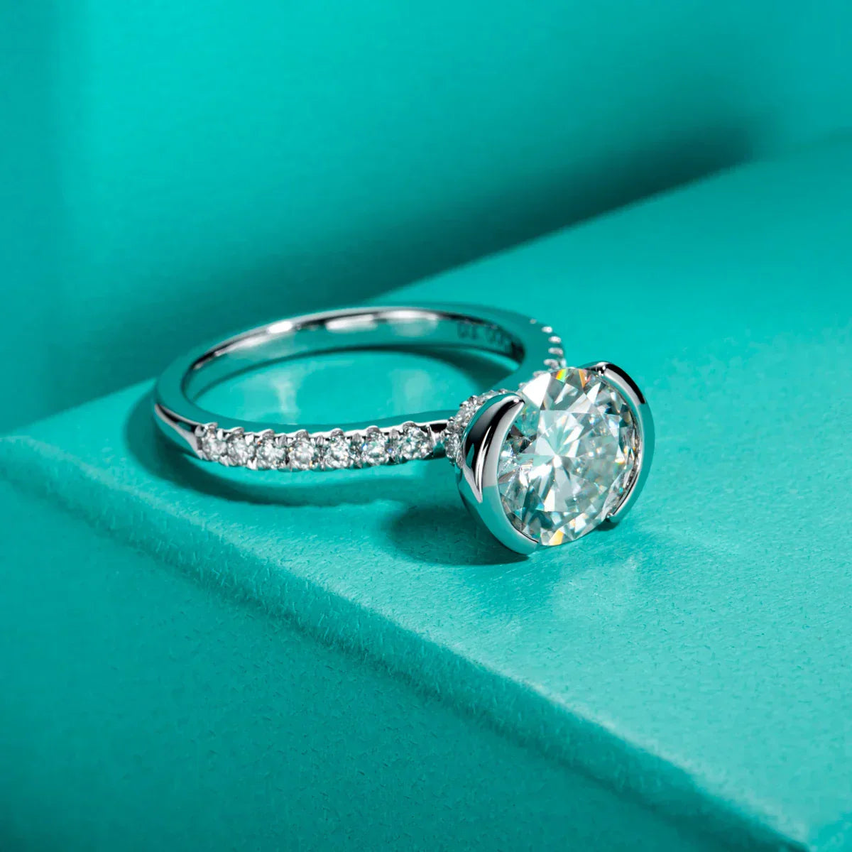 3CT D Color Moissanite Engagement Ring