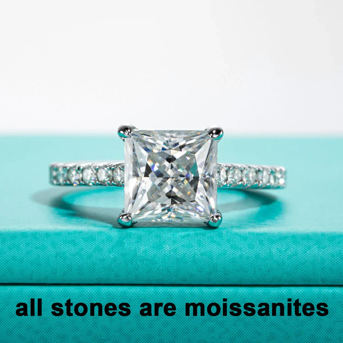 3CT Princess Cut D Color Moissanite Engagement Bridal Set