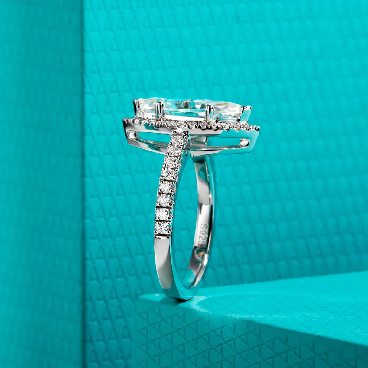 3 CT Marquise Cut Moissanite Halo Engagement Ring