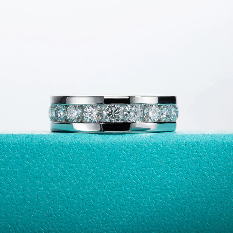 2.1 CTTW Moissanite Eternity Wedding Band
