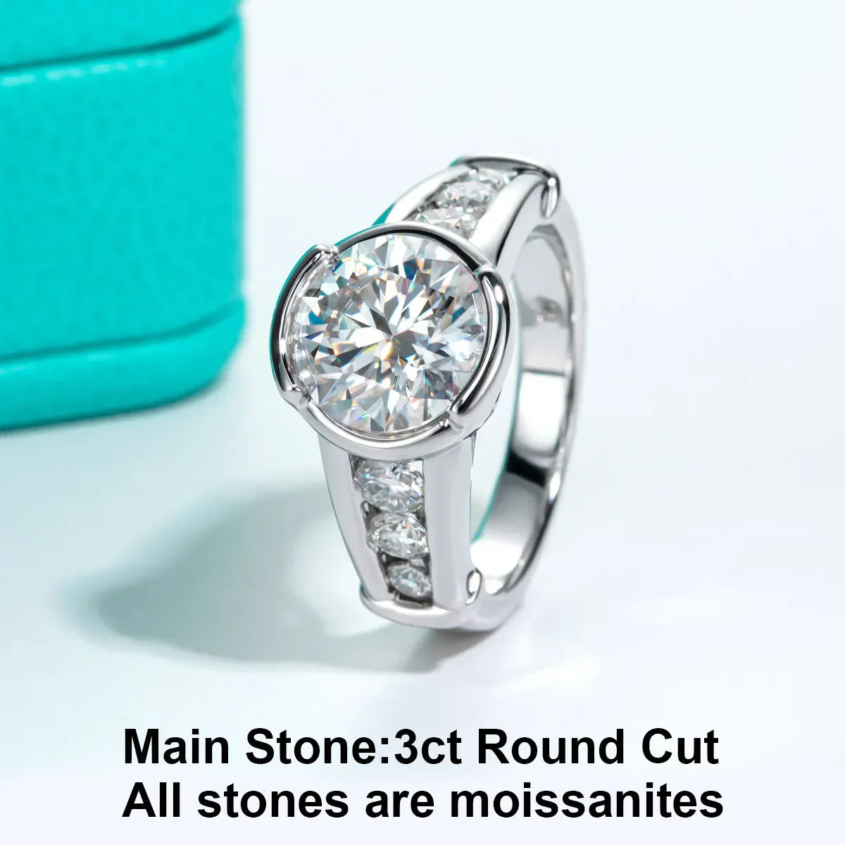 3 CT Round Cut Moissanite Engagement Ring