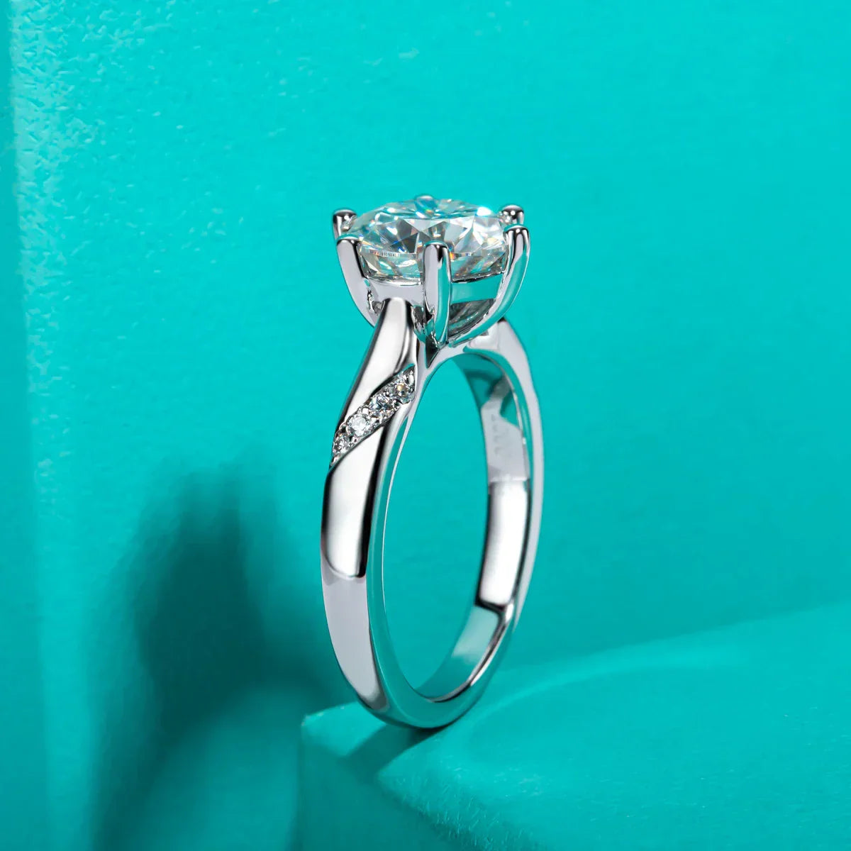 3 CT Round Cut D Color Moissanite Engagement Ring