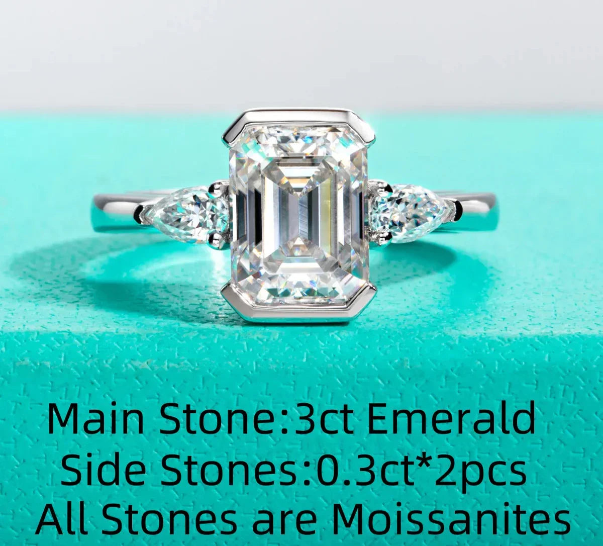 3.6 CTTW Emerald Cut Moissanite Engagement Ring