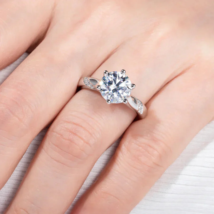 3 CT Round Cut D Color Moissanite Engagement Ring