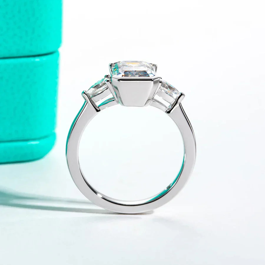 3.6 CTTW Emerald Cut Moissanite Engagement Ring