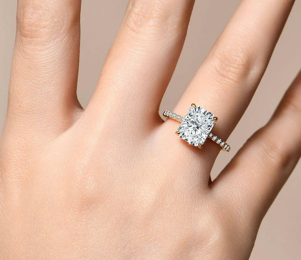 4 CT Radiant Cut Moissanite Engagement Ring