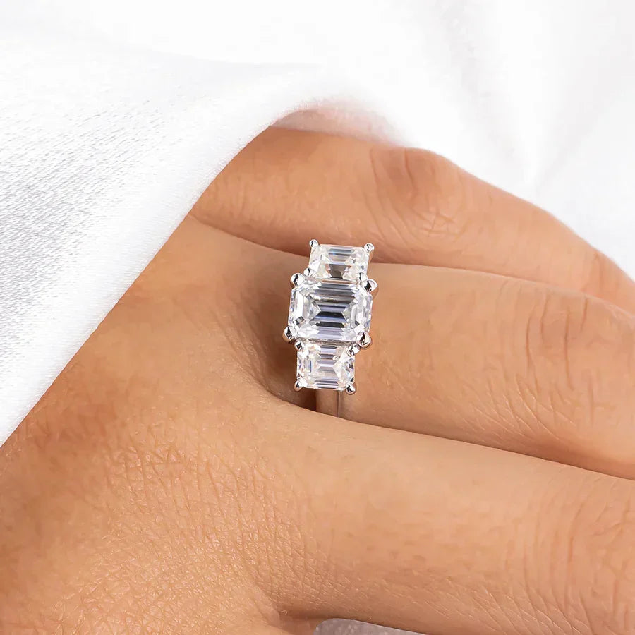 1.8 CTTW Emerald Cut Moissanite Engagement Ring