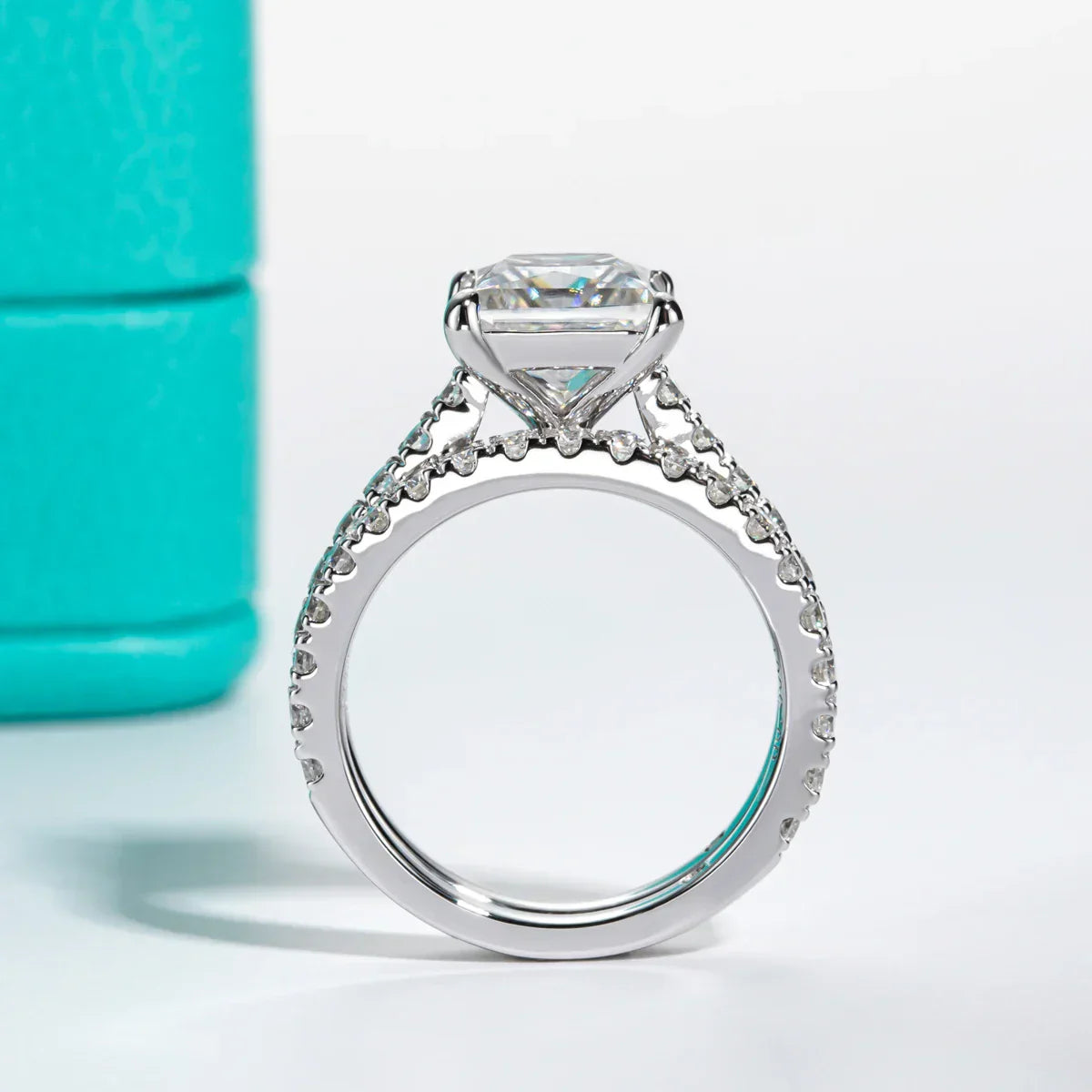 3CT Princess Cut D Color Moissanite Engagement Bridal Set