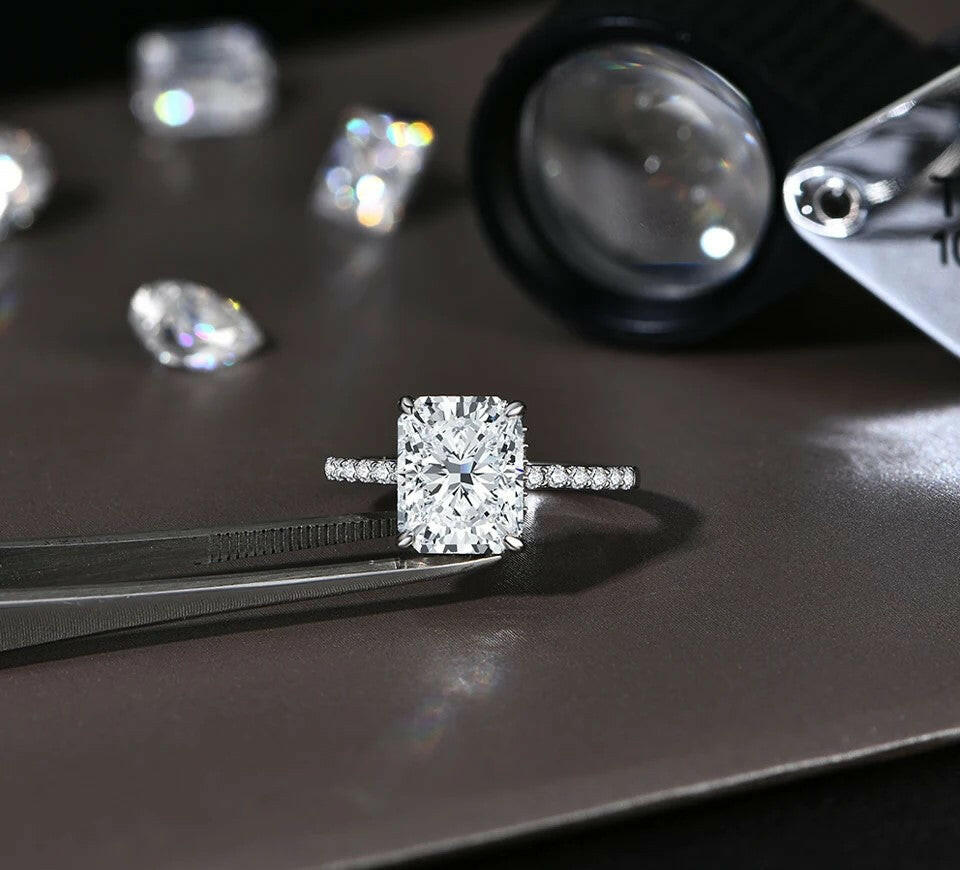 4 CT Radiant Cut Moissanite Engagement Ring