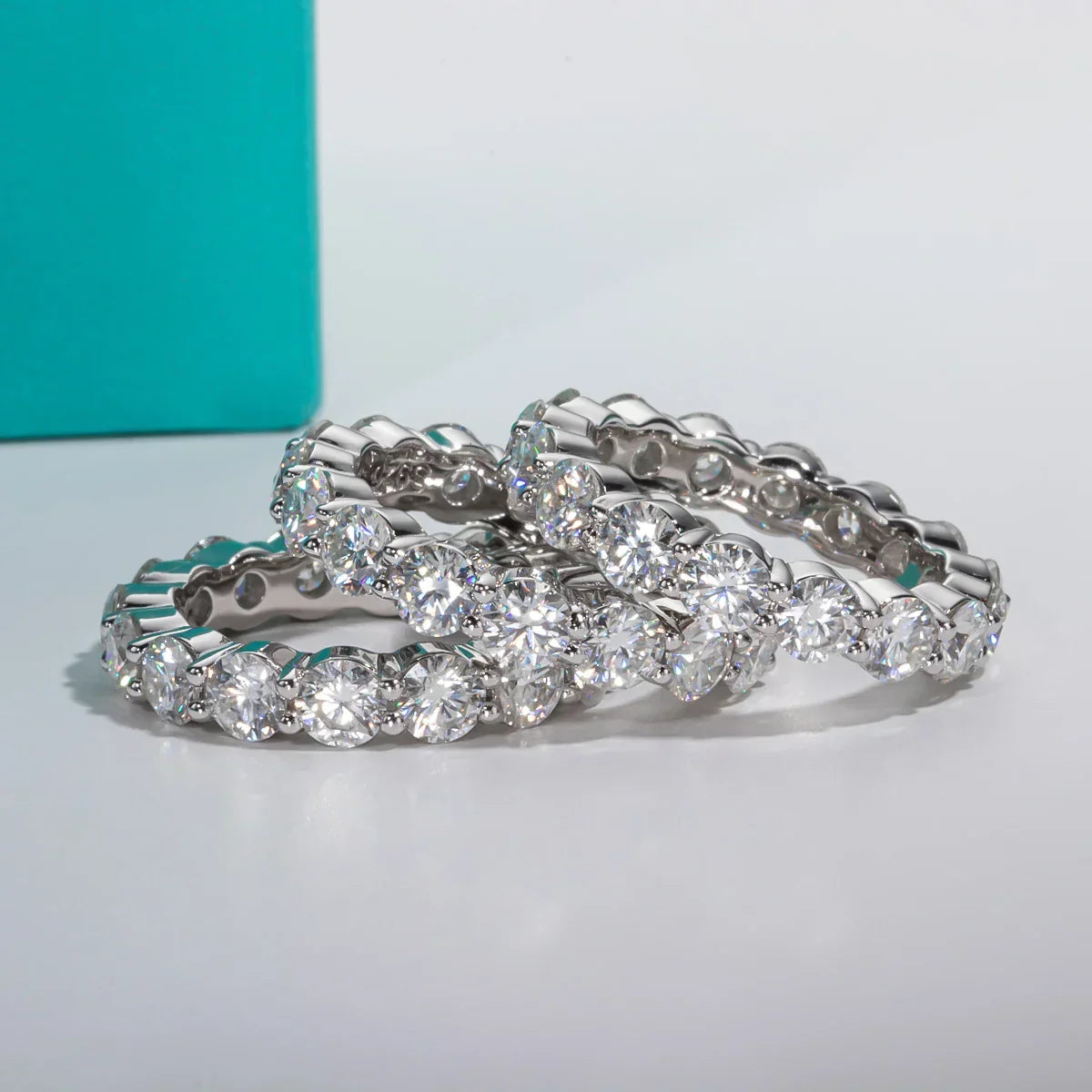 3MM Round Cut D Color Moissanite Eternity Band