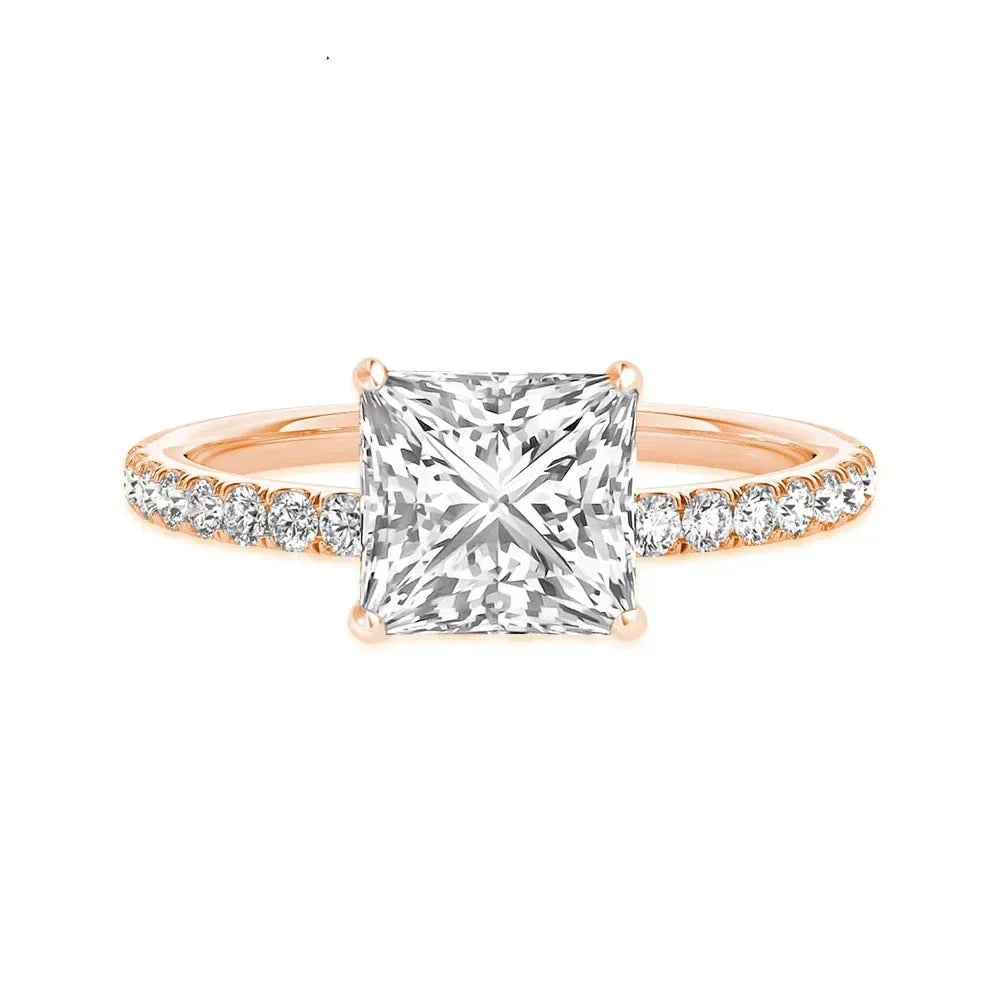 3 CT Princess Cut Moissanite Engagement Ring