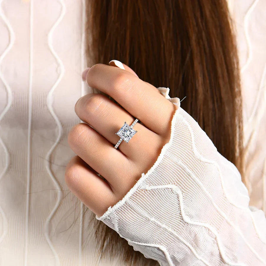 3 CT Princess Cut Moissanite Engagement Ring