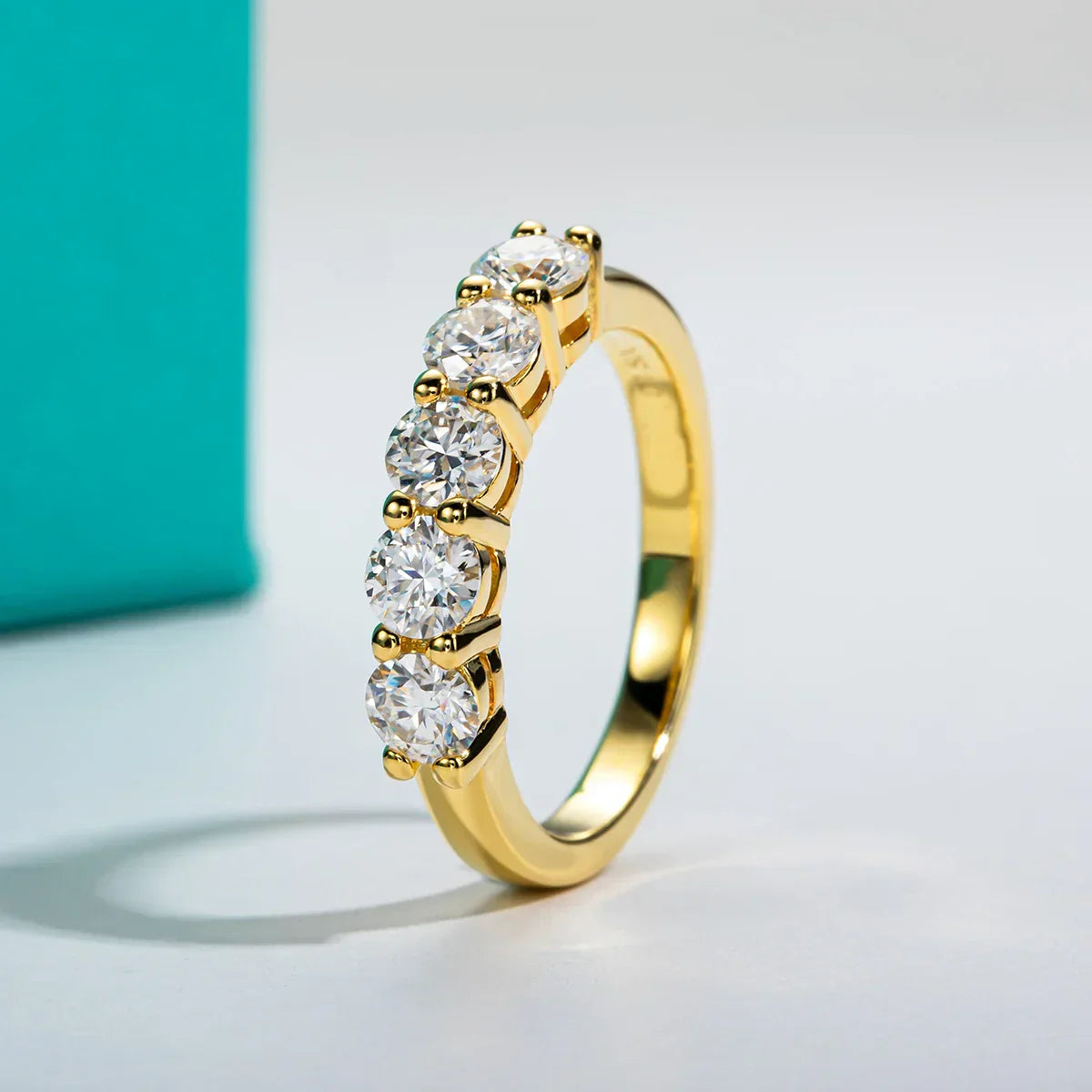 4MM Round Cut Half Eternity Moissanite Band