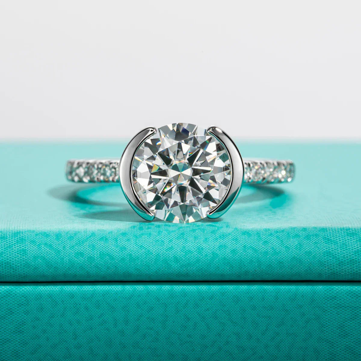 3CT D Color Moissanite Engagement Ring