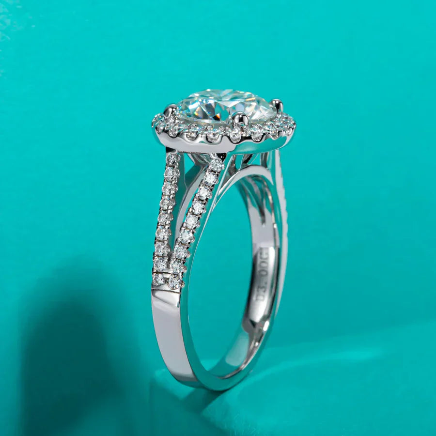 3 CT Round Cut Moissanite Halo Engagement Ring