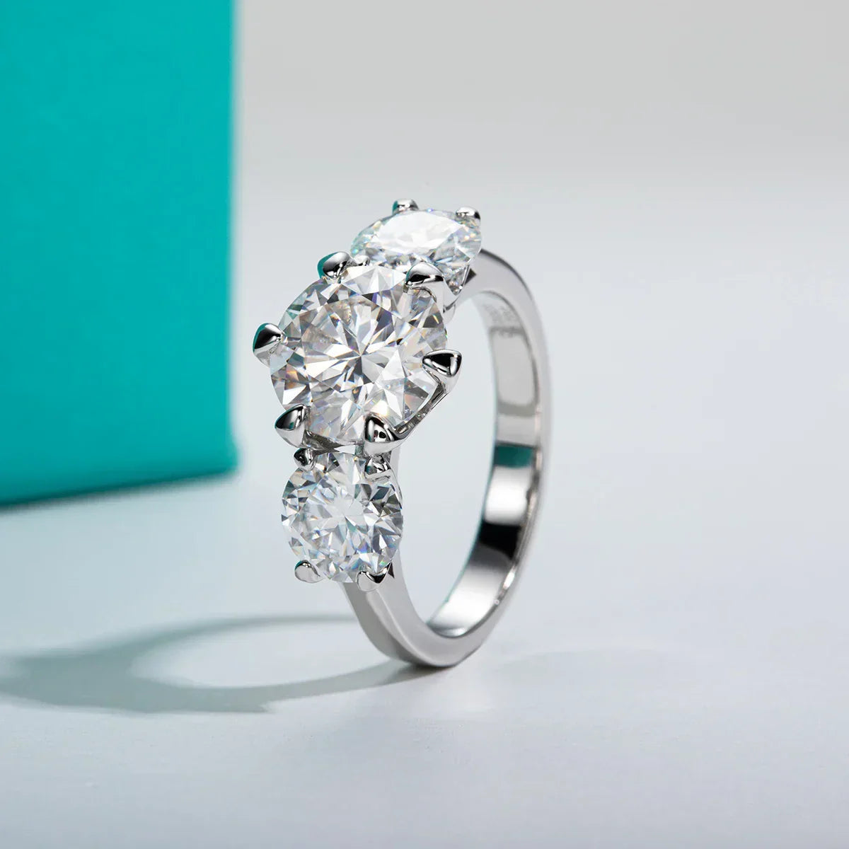 5 CTTW Three Stone Moissanite Engagement Ring