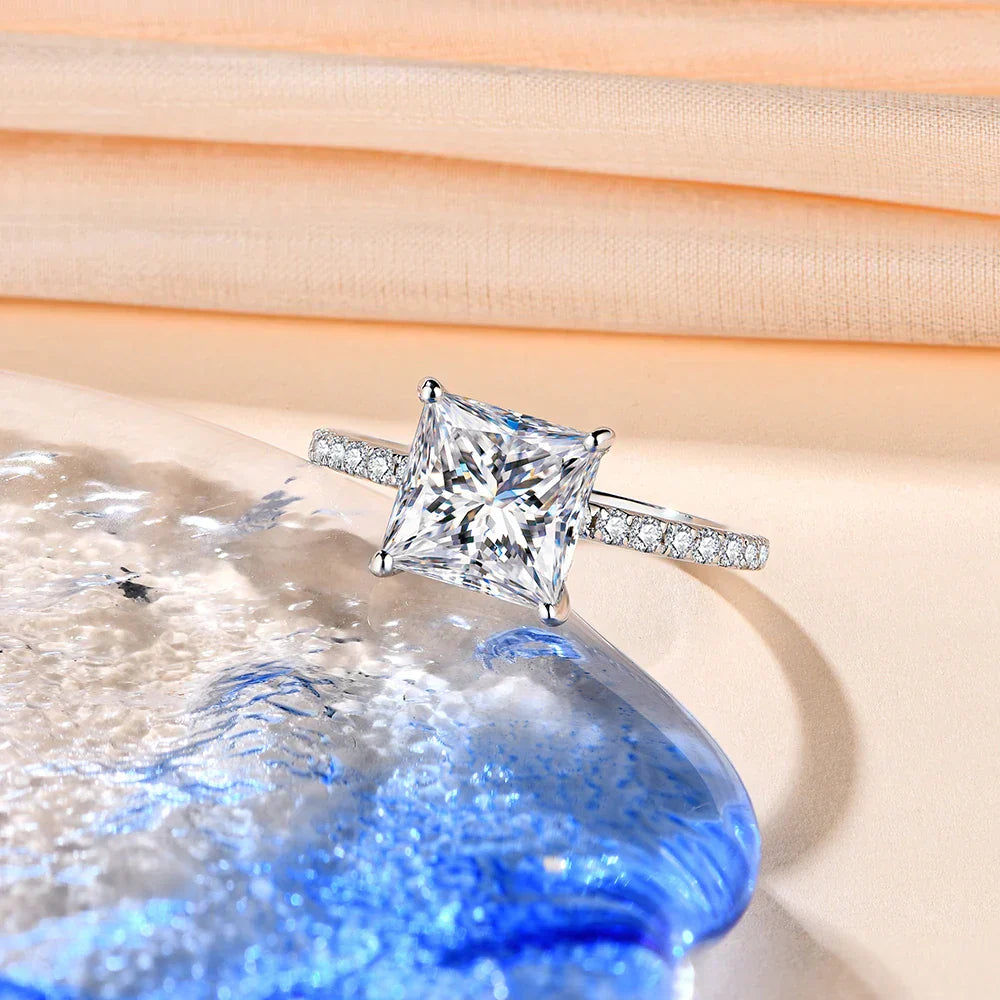3 CT Princess Cut Moissanite Engagement Ring