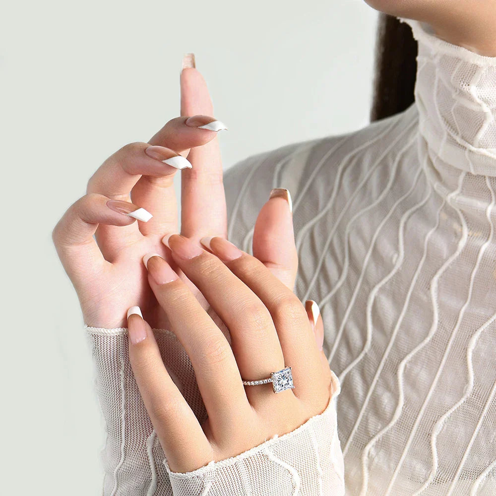 3 CT Princess Cut Moissanite Engagement Ring