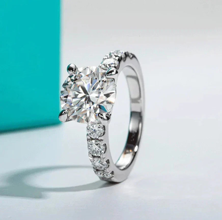 4.3CT D Color Moissanite Engagement Ring