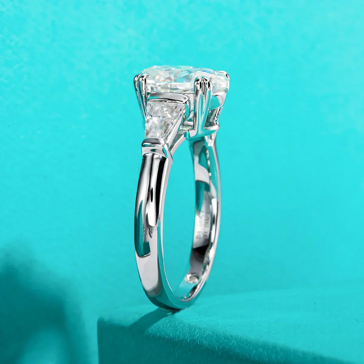 3.8 CTTW Oval Cut D Color Moissanite Engagement Ring