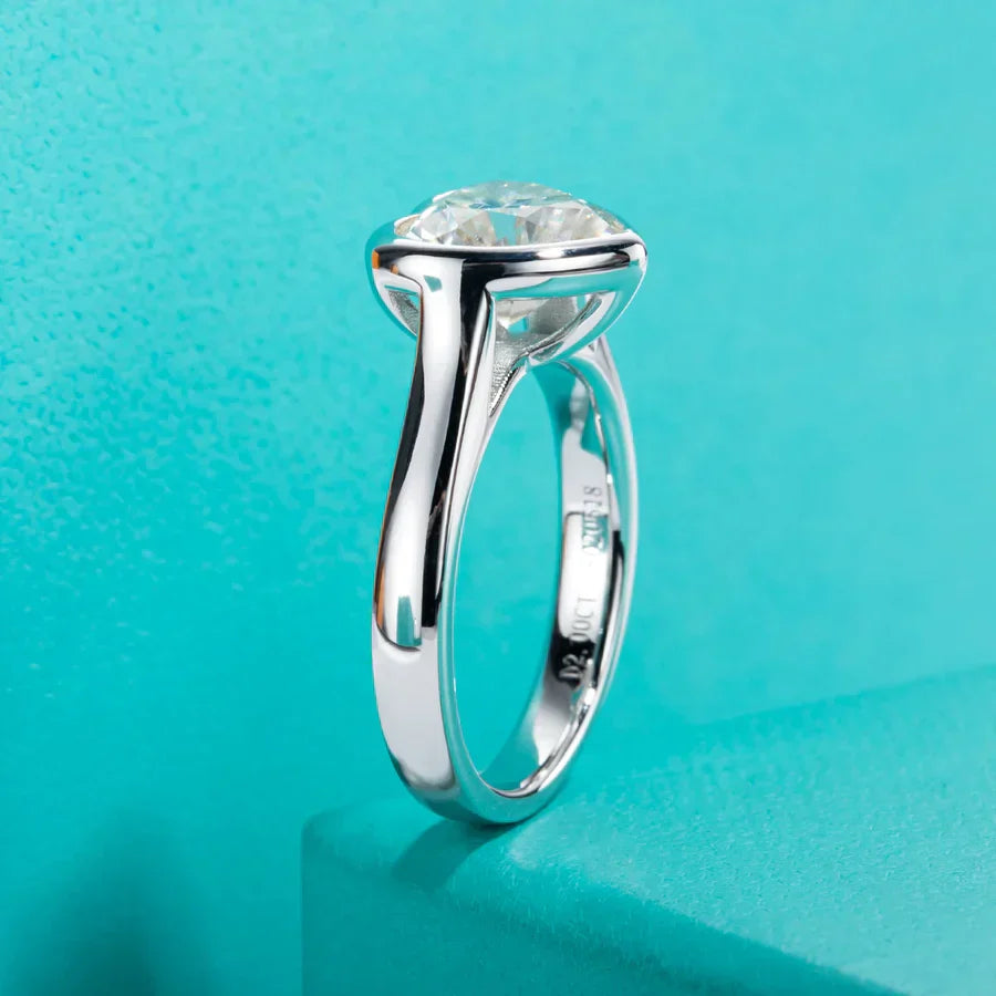 3 CT Heart Cut Moissanite Engagement Bezel Ring