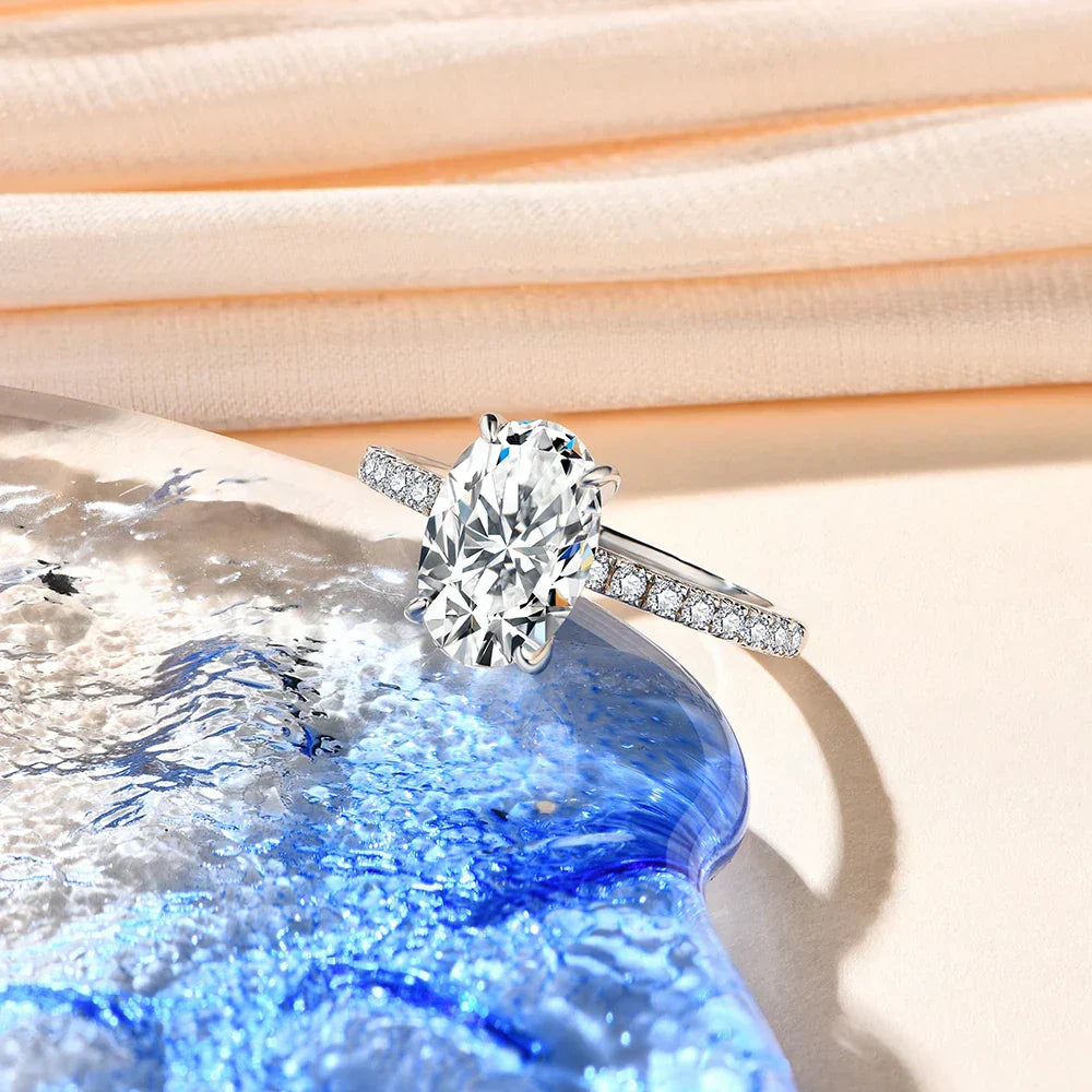 3.5CT Oval Cut Moissanite Engagement Ring