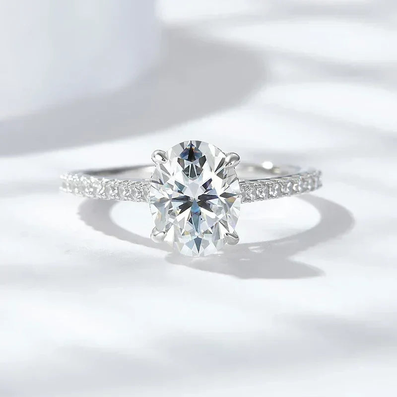 VVS1 D Color 3 CT Oval Cut Moissanite Engagement Ring