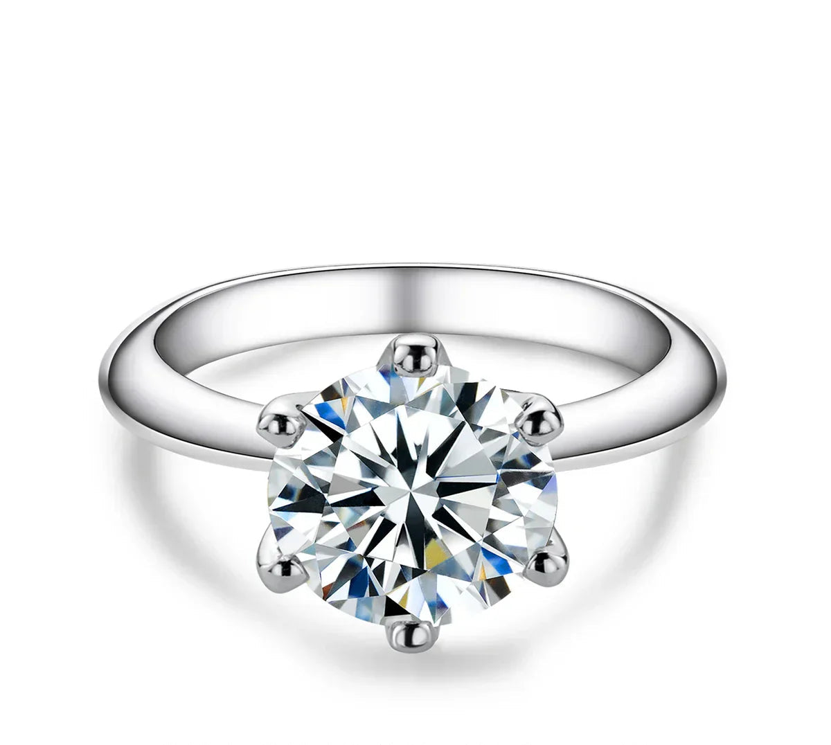 VVS1 Round Cut Solitaire Moissanite Engagement Ring