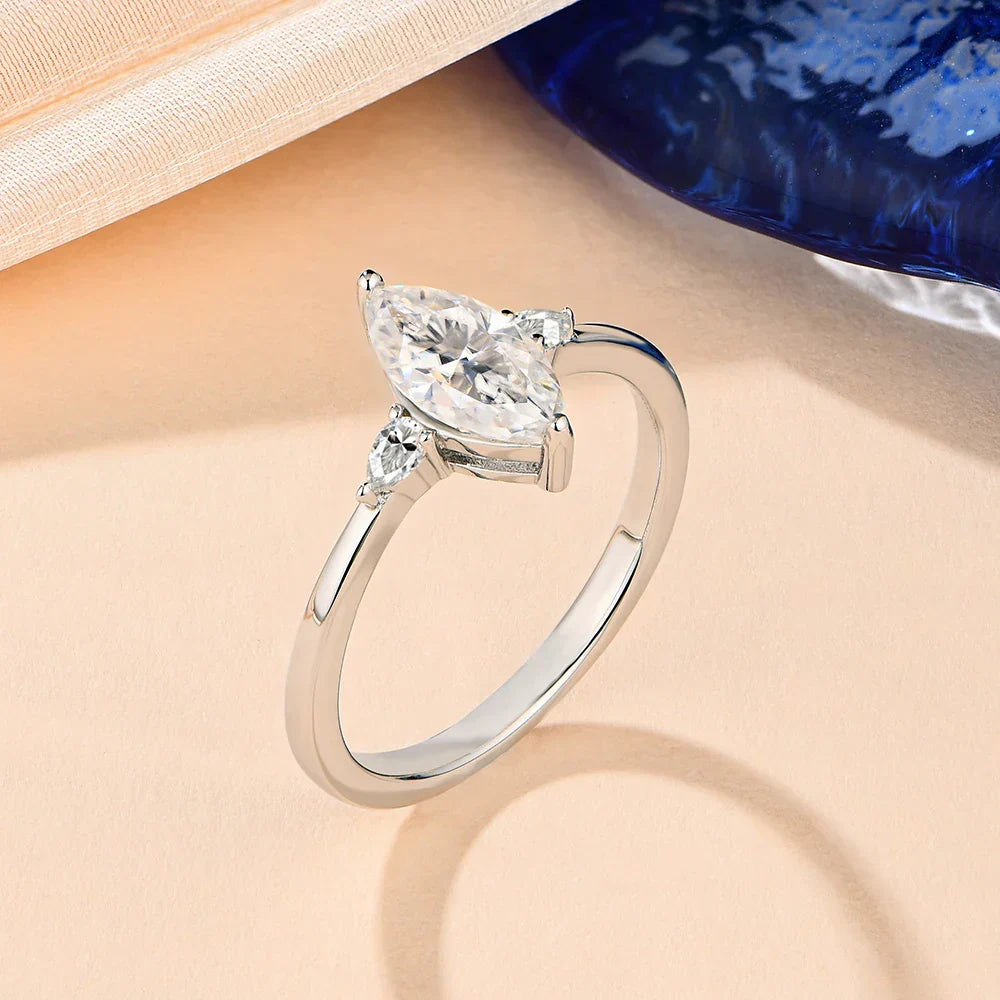 1 CT Marquise Cut Moissanite Engagement Ring