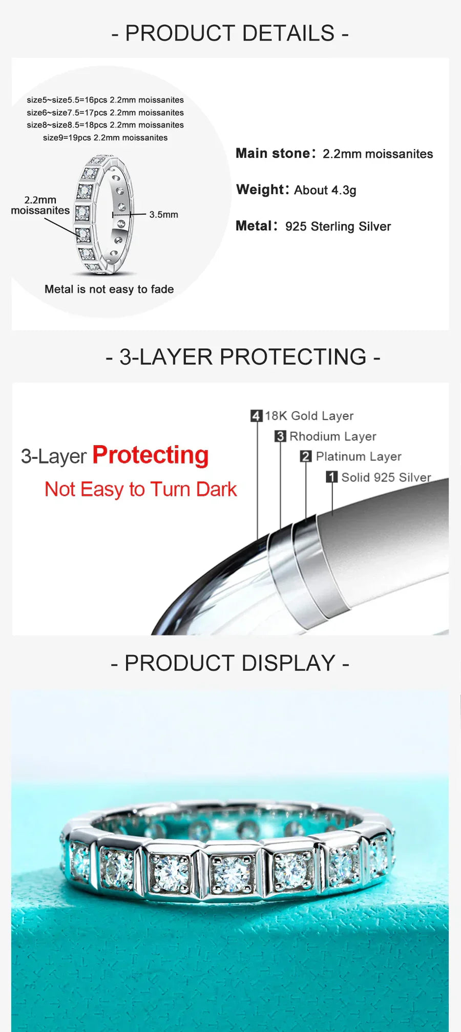 2.2MM Princess Cut Eternity Moissanite Band