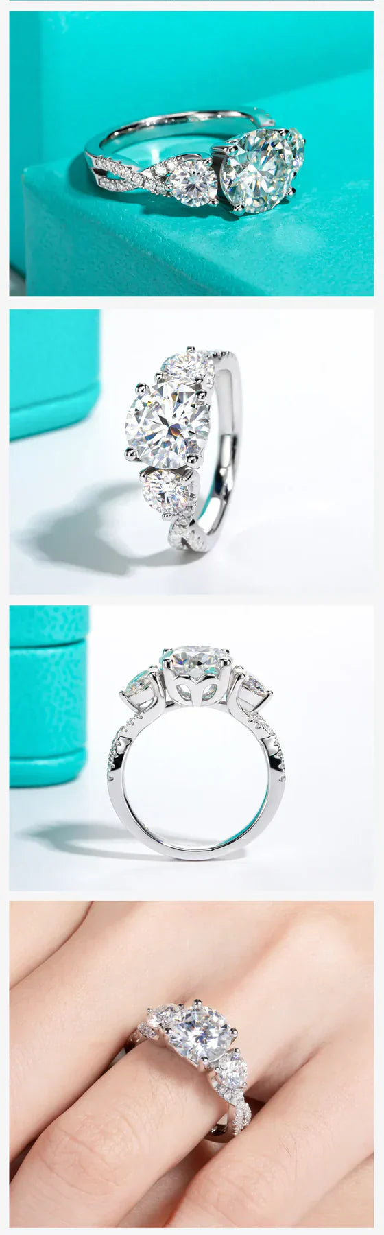 4.25 CTTW 3 Stone Infinity Engagement & Wedding Ring