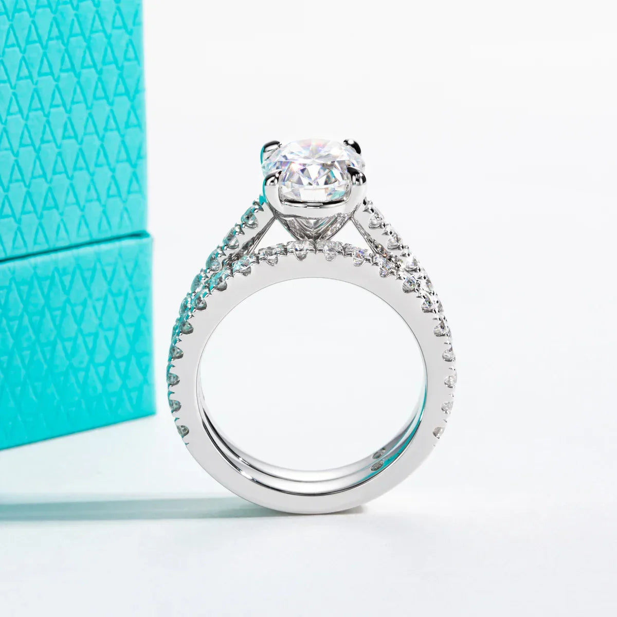 3 CT Oval Cut Moissanite Bridal Ring Set