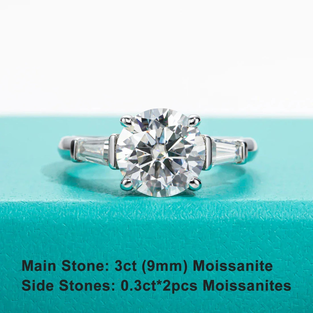 3 CT Round Cut Moissanite Engagement Ring