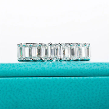 8.1cttw Emerald Moissanite Eternity Ring