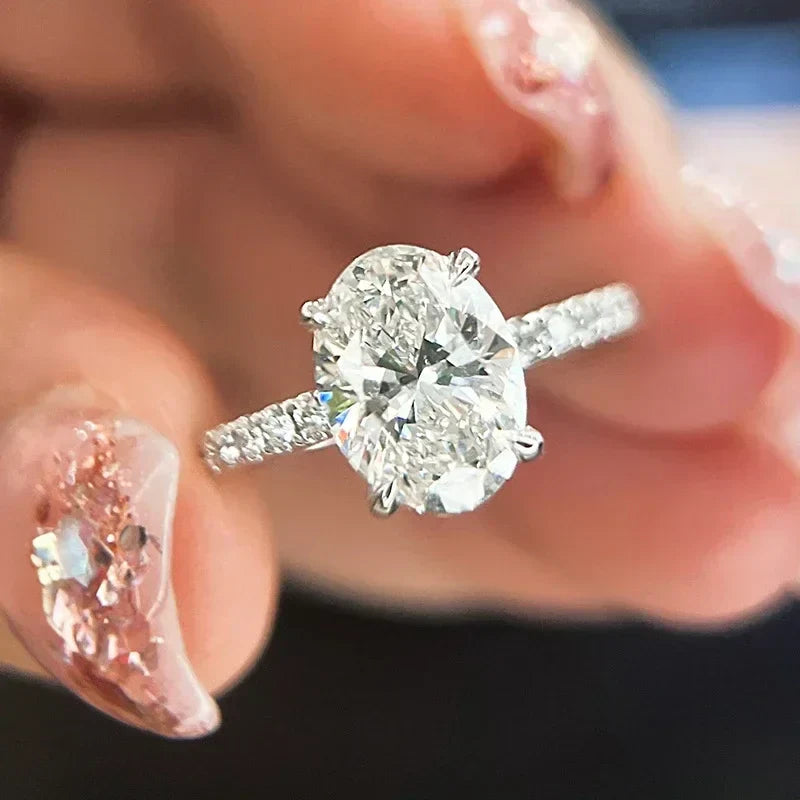 VVS1 D Color 3 CT Oval Cut Moissanite Engagement Ring