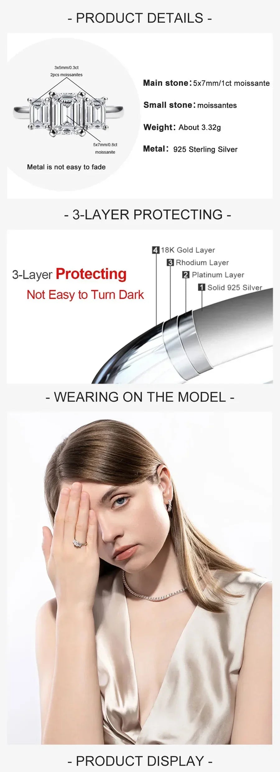 1.8 CTTW Emerald Cut Moissanite Engagement Ring