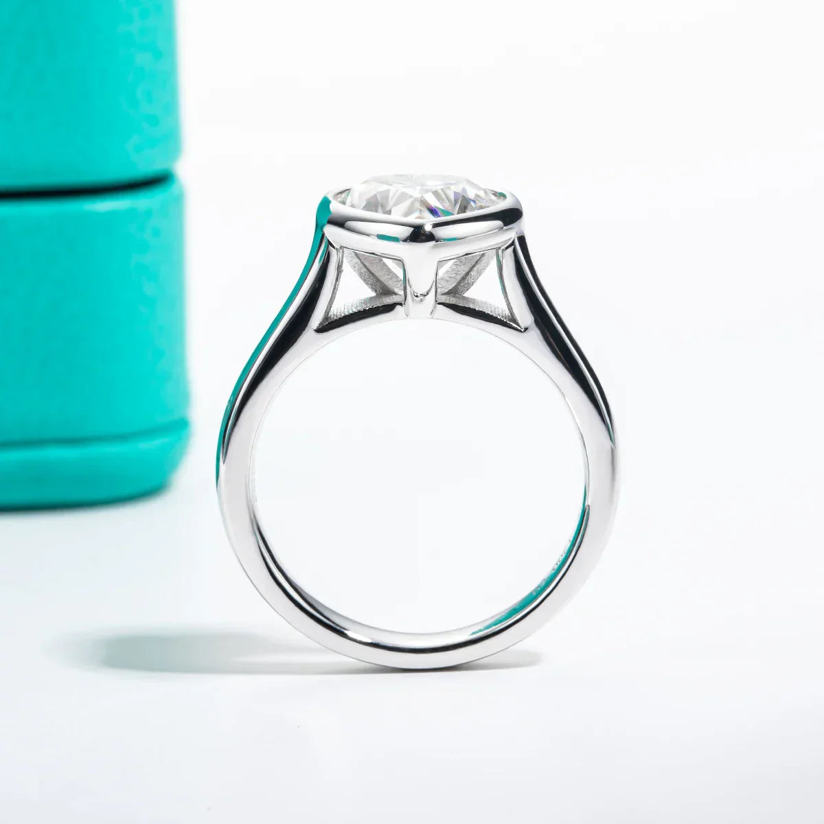 3 CT Heart Cut Moissanite Engagement Bezel Ring