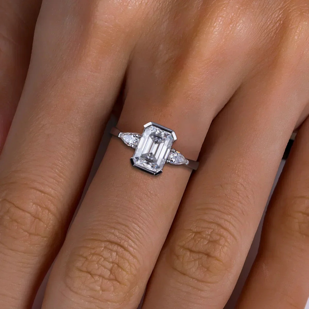 3.6 CTTW Emerald Cut Moissanite Engagement Ring