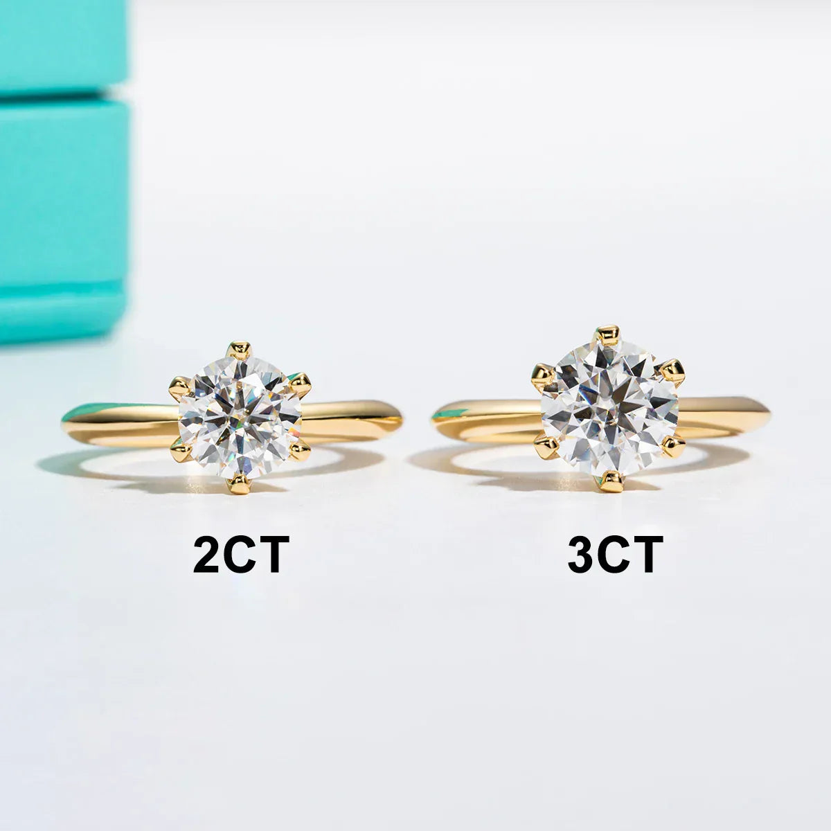 2CT/3CT Round Cut Moissanite Solitaire Ring