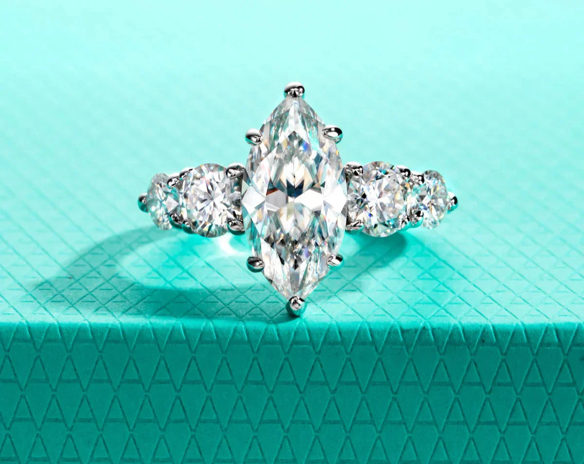 3 Carat Marquise Cut Moissanite Engagement Ring