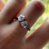 1 CT Two Stone Heart Cut Moissanite Engagement Ring