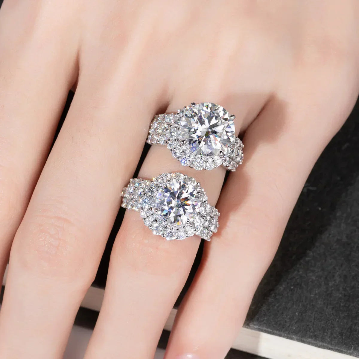 4.92 CTTW Moissanite Halo Engagement Ring