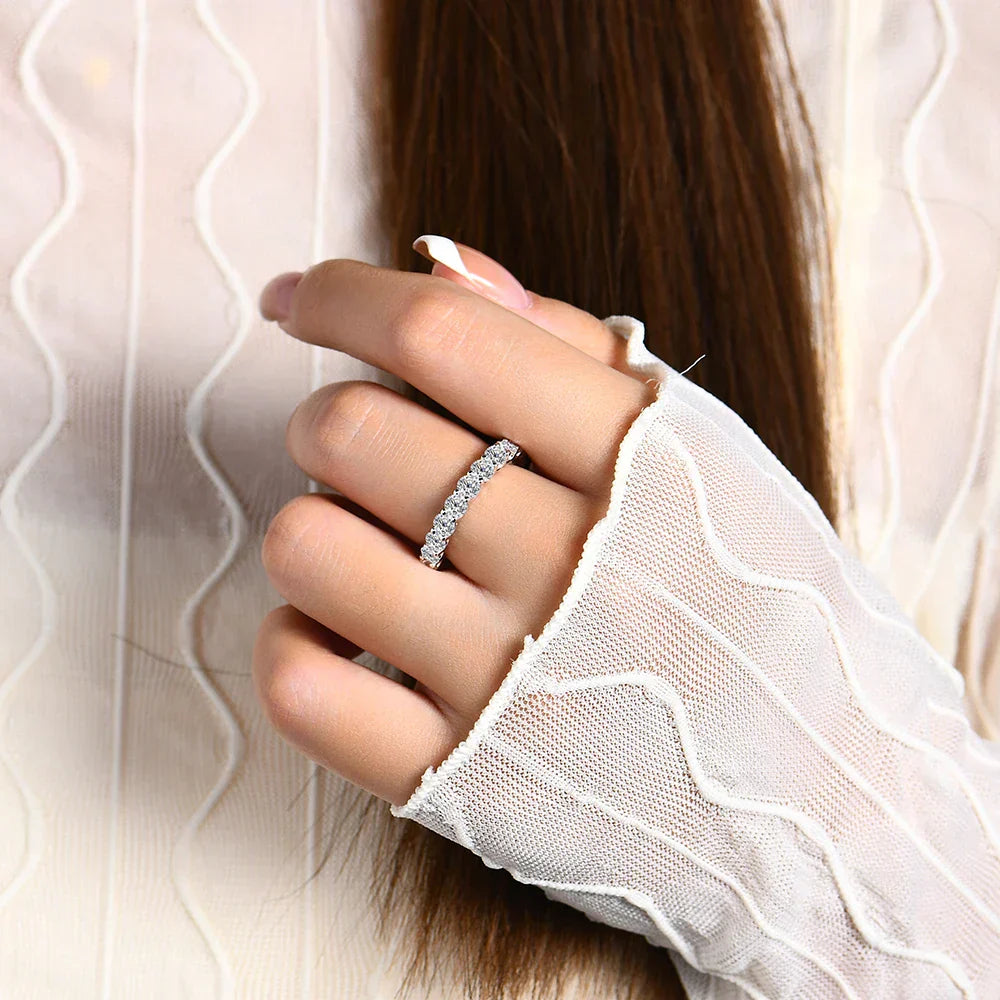 3.5MM Round Cut Moissanite Eternity Wedding Band