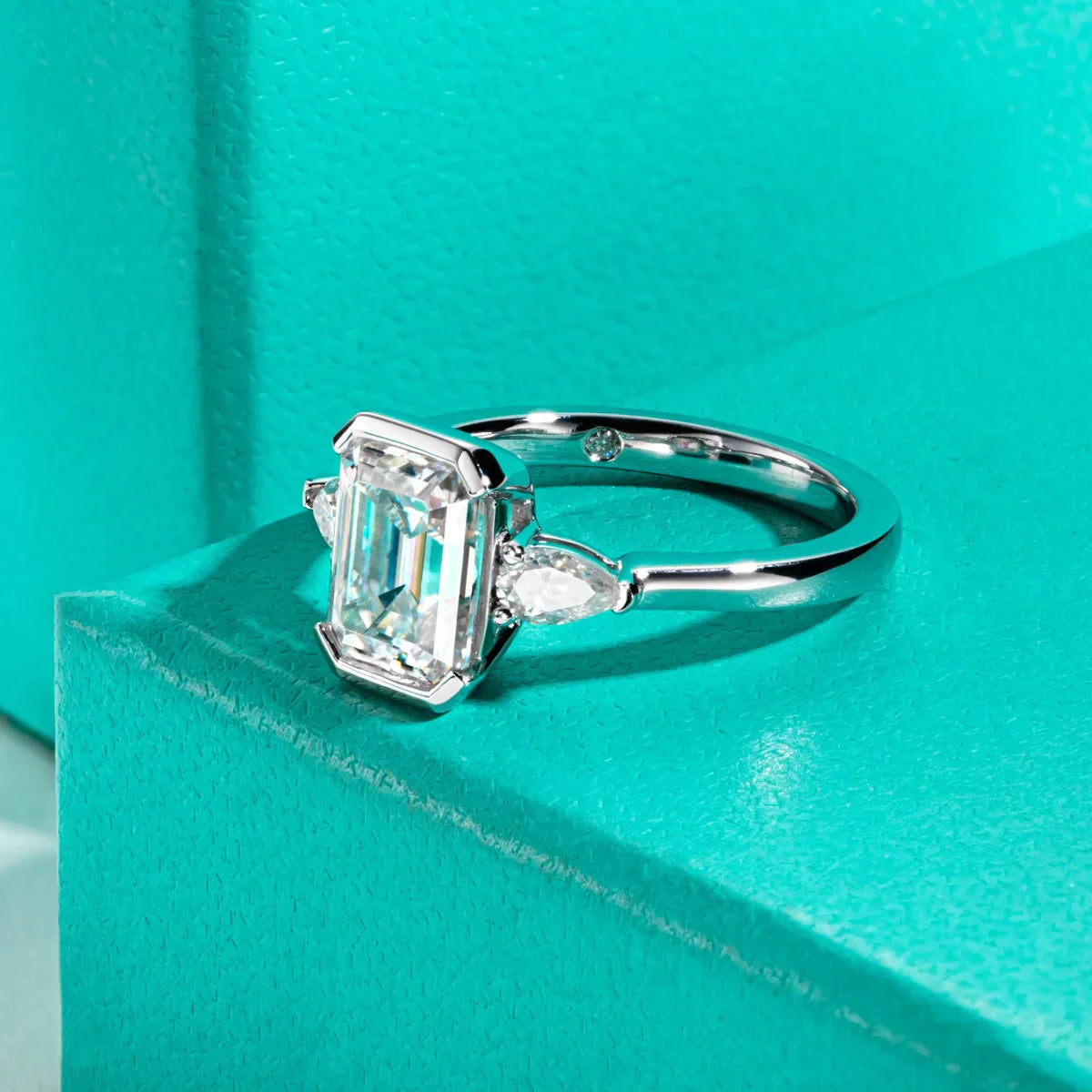 3.6 CTTW Emerald Cut Moissanite Engagement Ring