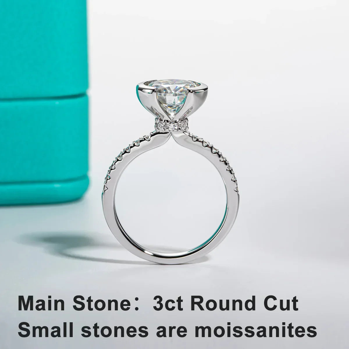 3CT D Color Moissanite Engagement Ring