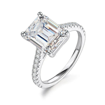 3 CT Emerald Cut Moissanite Engagement Ring