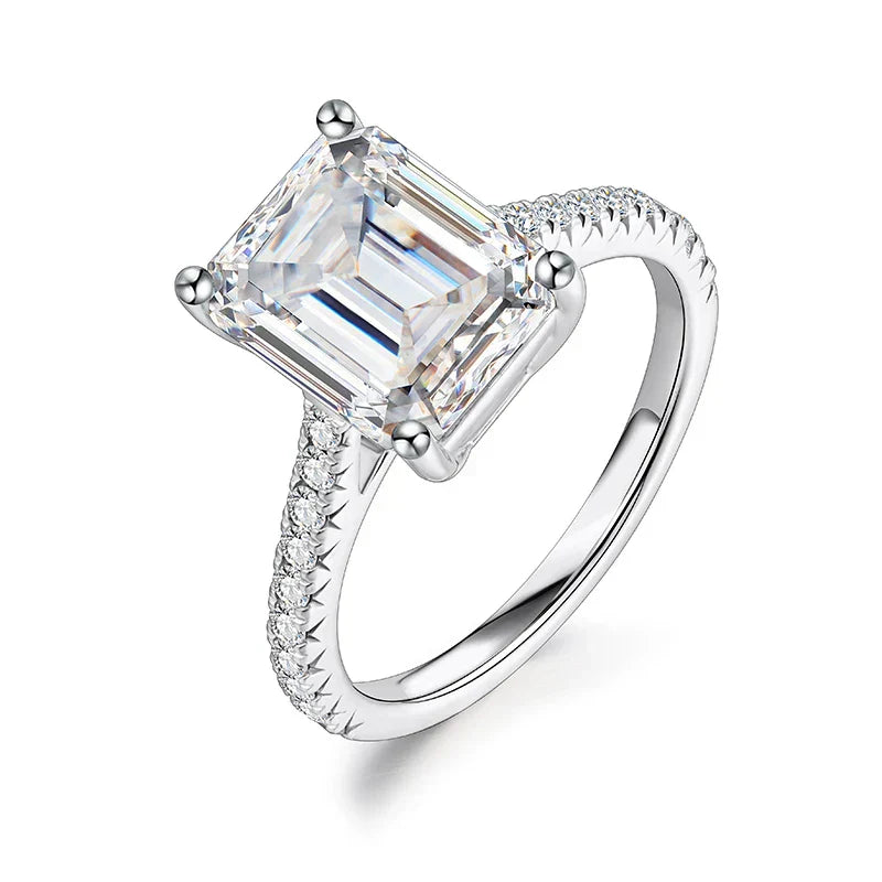 3 CT Emerald Cut Moissanite Engagement Ring